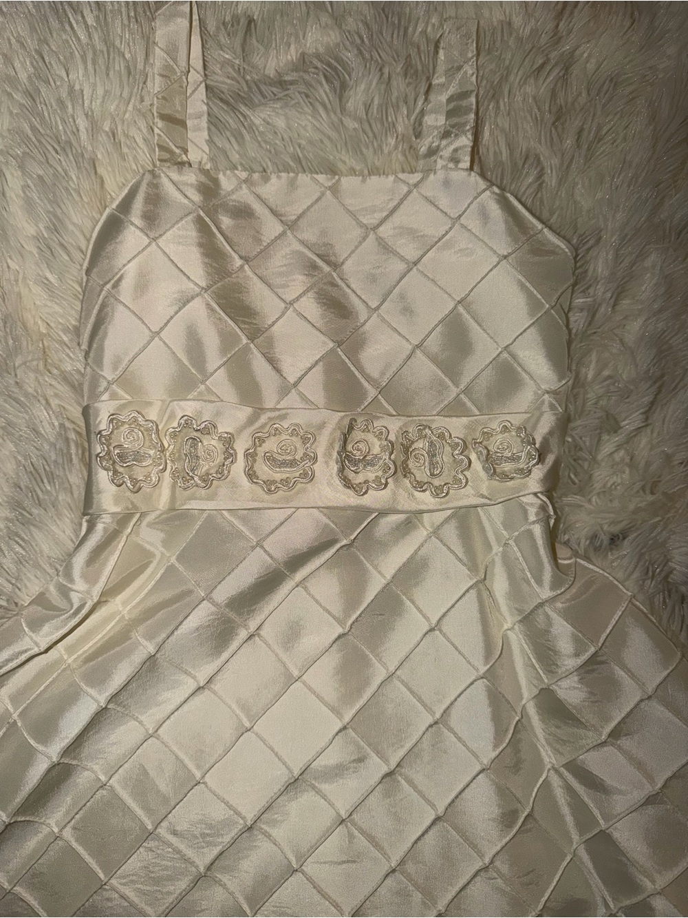 Girls Size 10 Ivory Satin Flower Girl Dress Holiday Easter Wedding Party Dress